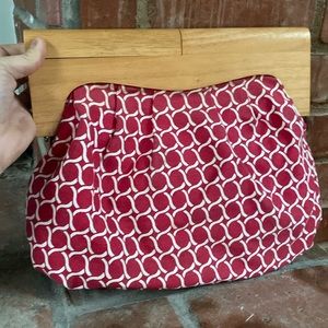 Vintage Style wooden handle clutch bag